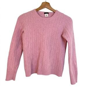 J Crew Crew Neck Sweater Sz Medium Cable Knit Merino Wool Angora Cashmere Soft
